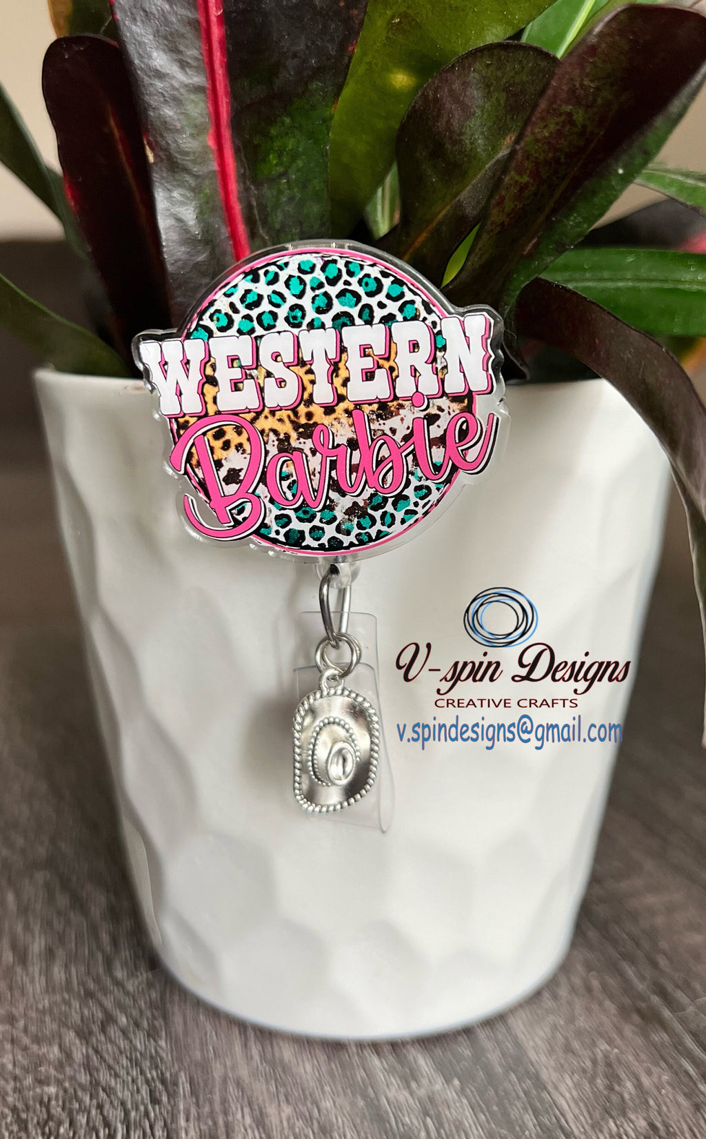 Western Cowgirl Badge Reel | Retractable Acrylic ID Holder