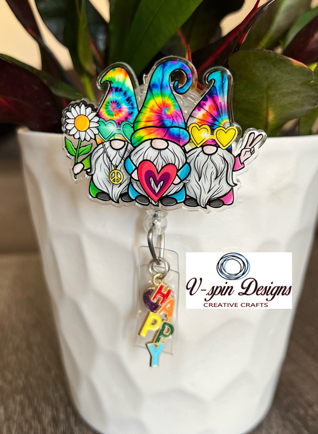 3 Hippie Gnomies retractable badge reel/ID holder/nurse/card holder/teachers/students/gnomes