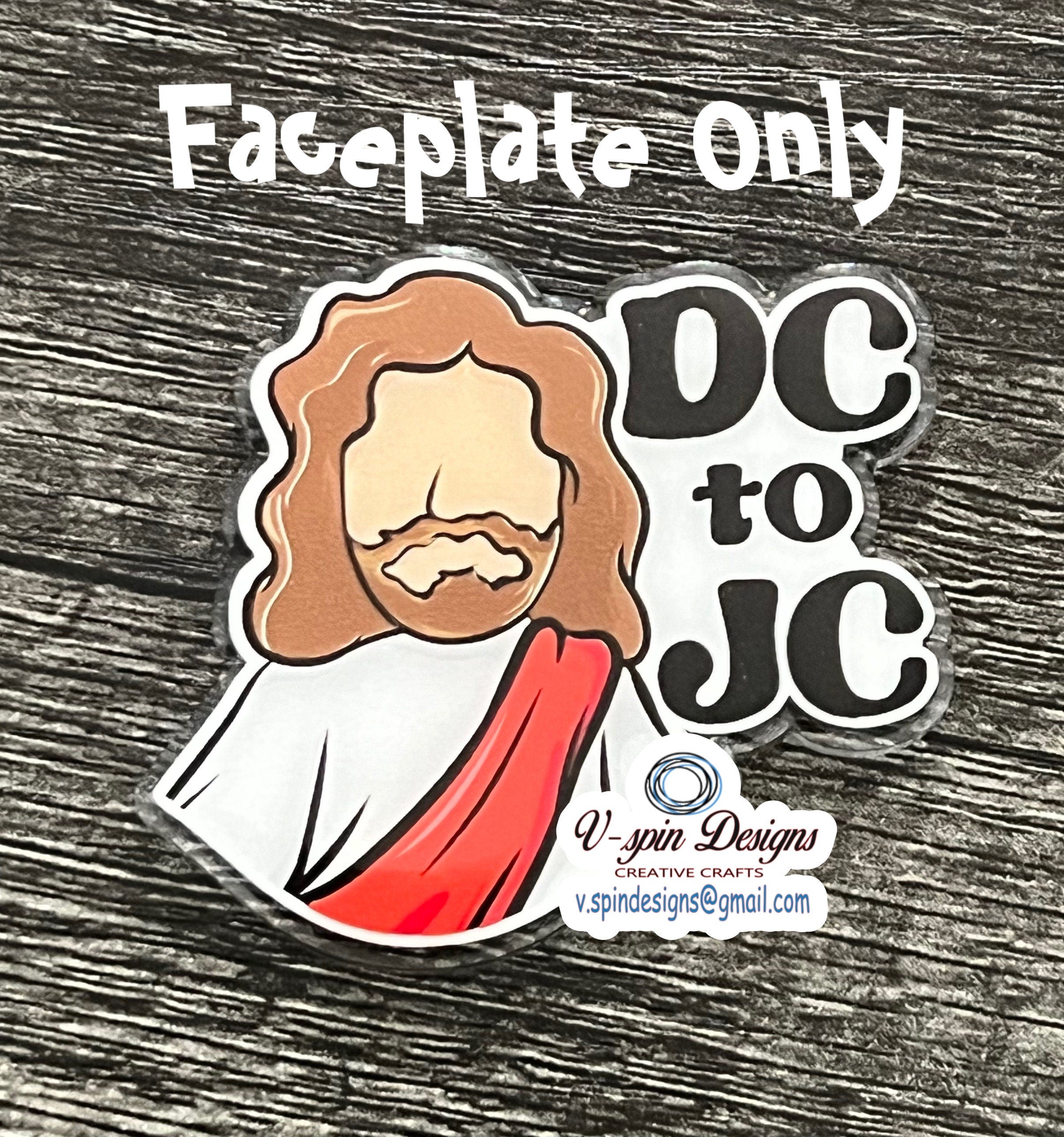 "DC to JC" Badge Reel | Funny Religious Retractable Acrylic ID Holder