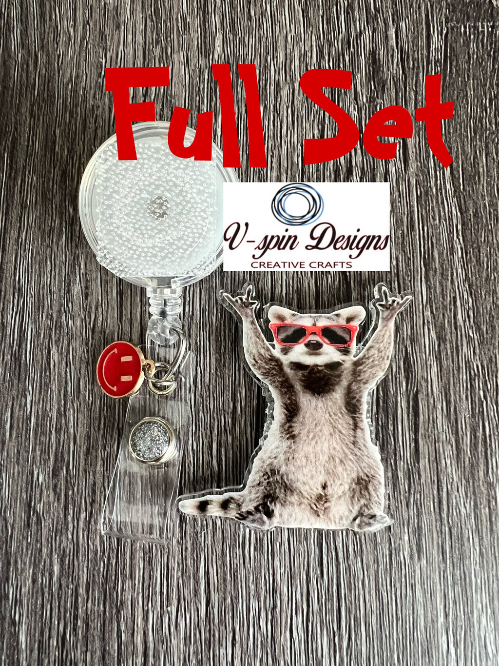 Funny Rockin' Racoon Badge reel/ID Holder card holder/nurse badge reels/teachers/funny badge reels/racoon badge reels/gift for nurses