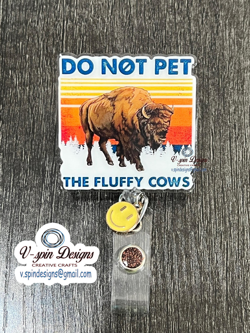 Do Not Pet The Fluffy Cows Badge Reel: Western Funny ID Holder