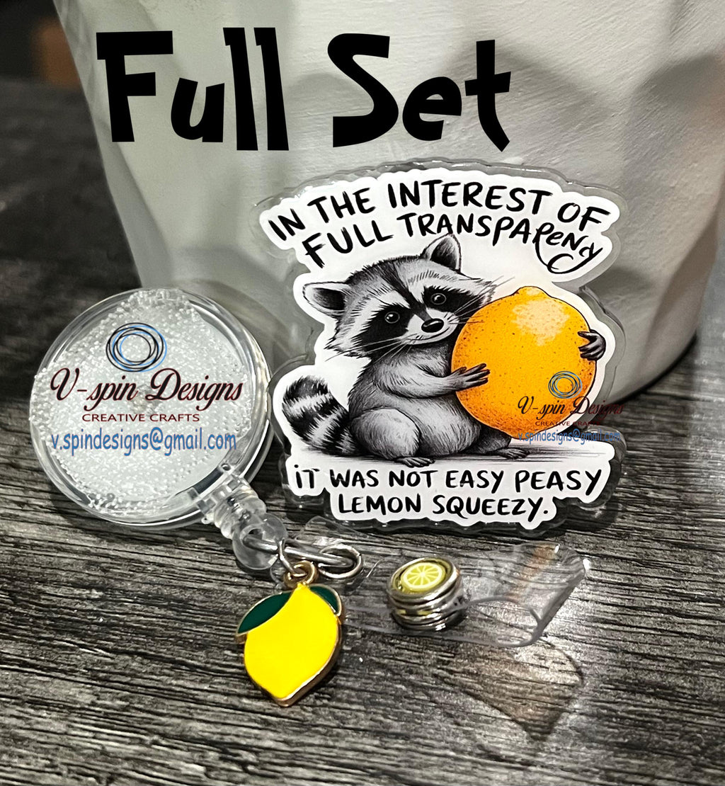 Funny Raccoon Badge Reel: "Not Easy Peezy" ID Holder