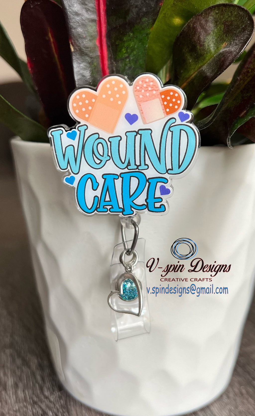 Wound Care Badge Reel | Retractable Acrylic ID Holder for Healthcare Professionals