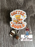Coffee and Books badge reel/ID Holder/nurses/teachers/book badge reels