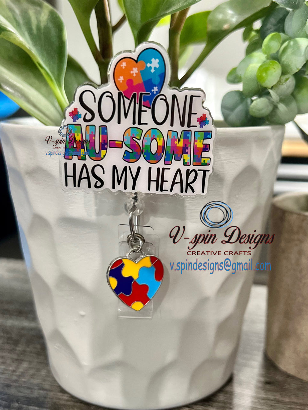 Autism “Someone Au-some Has My Heart” badge reel/ID holder/card holder/nurses/pediatrics/teachers