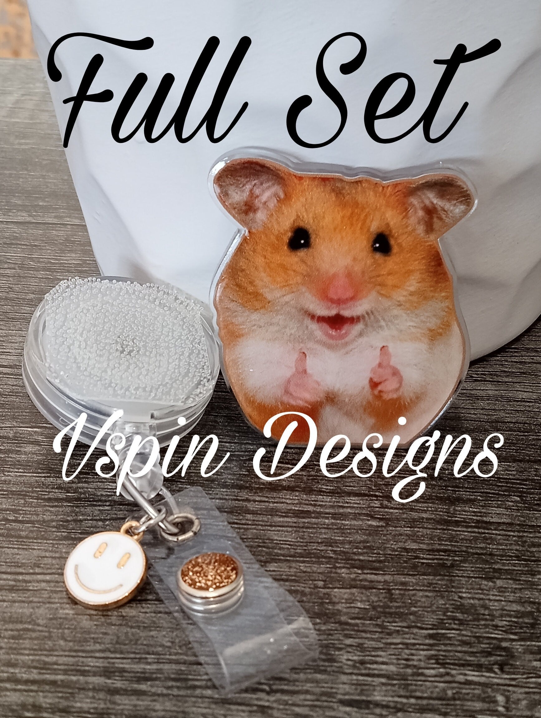 Thumbs Up Hamster Badge Reel | Funny Retractable Acrylic ID Holder