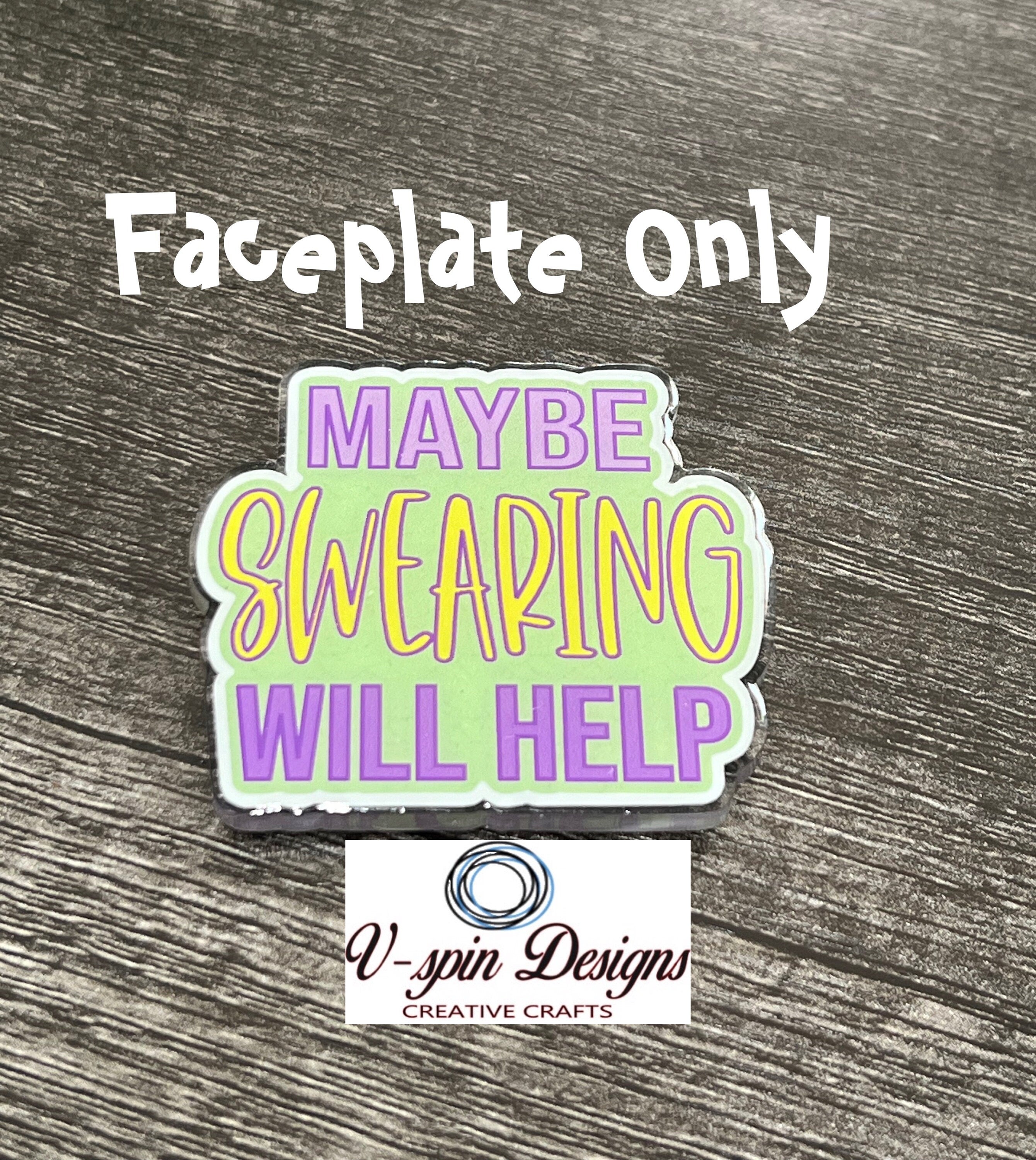 "Maybe Swearing Will Help" Badge Reel | Funny Retractable Acrylic ID Holder