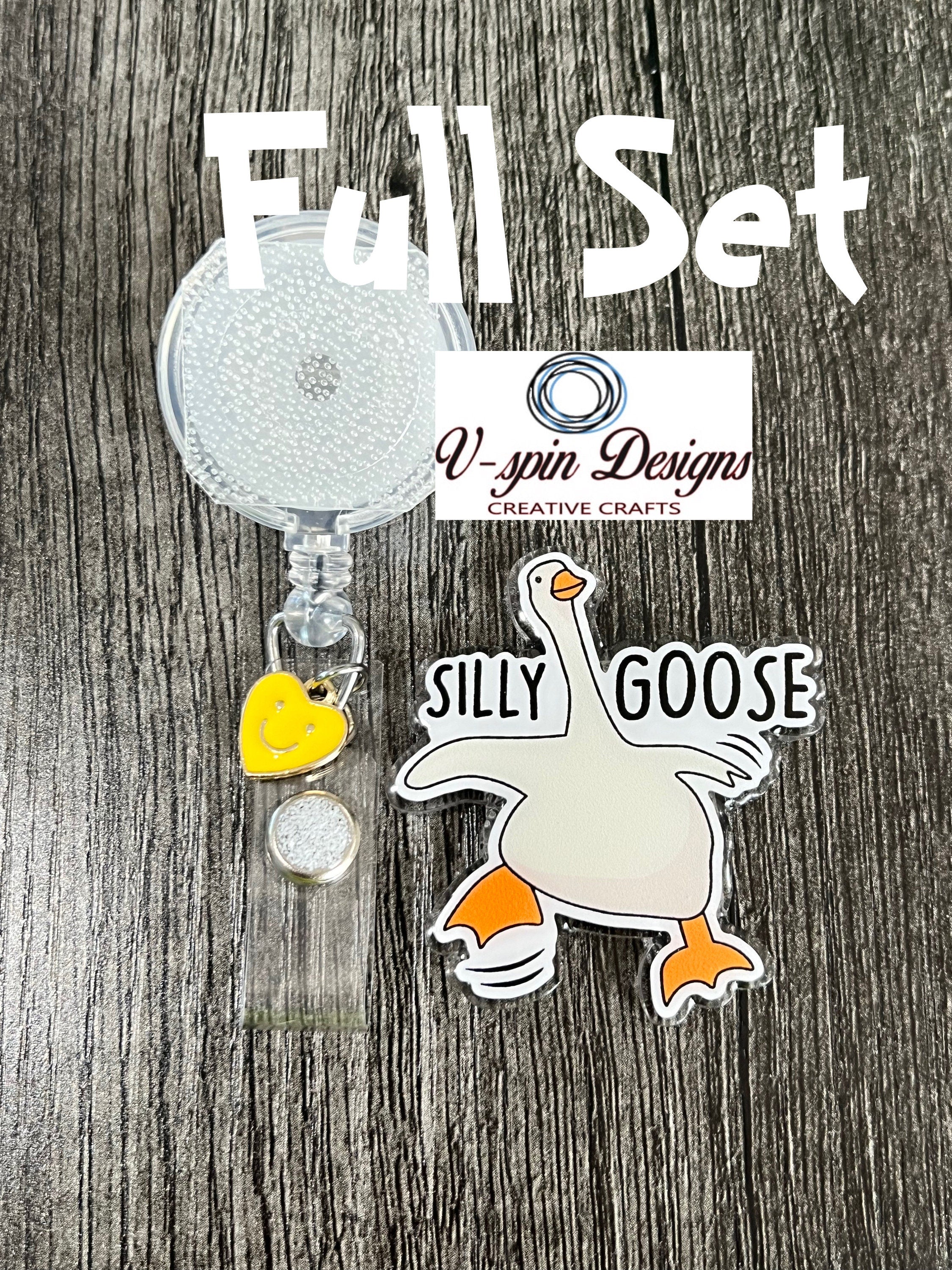 Silly Goose Badge Reel: Funny Acrylic Retractable ID Holder