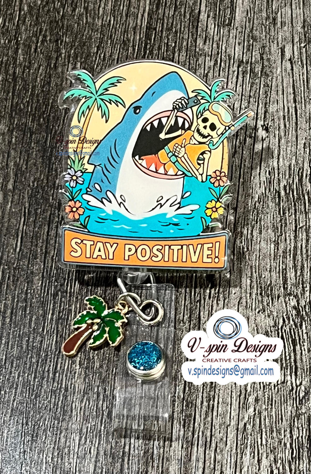 "Stay Positive" Badge Reel | Inspirational Retractable Acrylic ID Holder