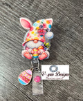 Easter Gnome, badge reel/ID Holder/card holder/teachers/nurses/Easter/gnomes