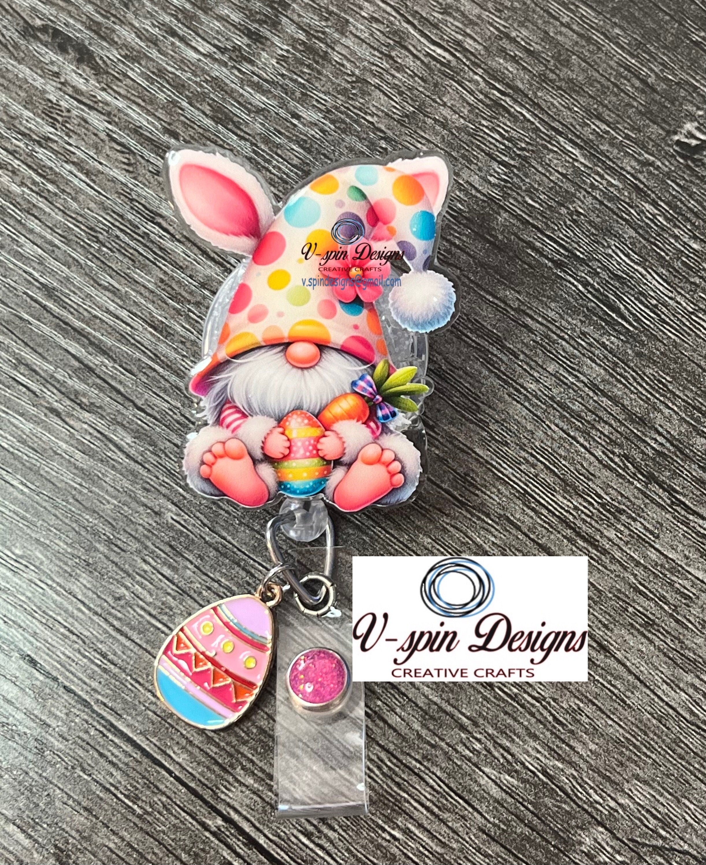 Easter Gnome, badge reel/ID Holder/card holder/teachers/nurses/Easter/gnomes