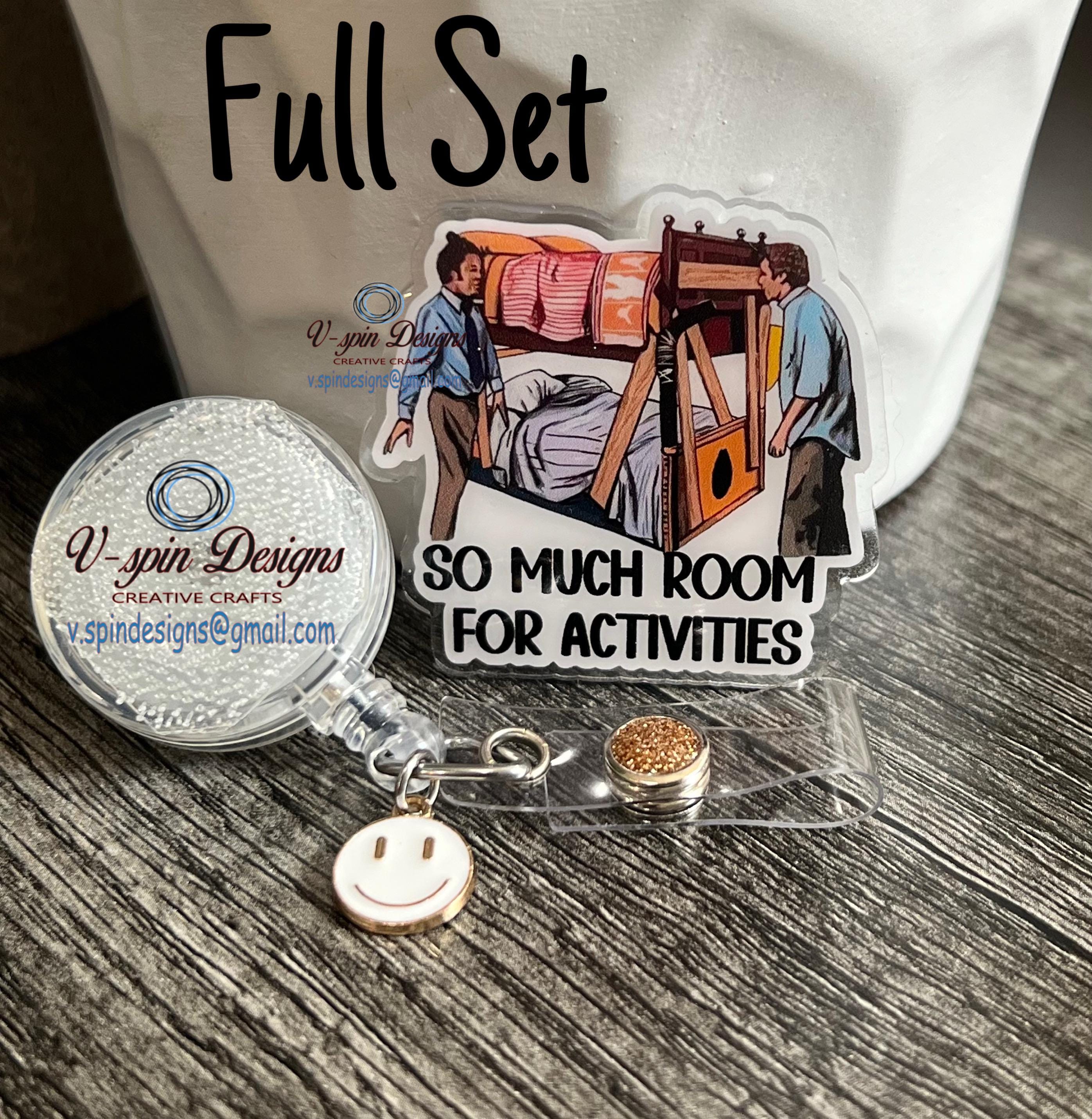 "So Much Room For Activities" Funny Badge Reel | Retractable Acrylic ID Holder