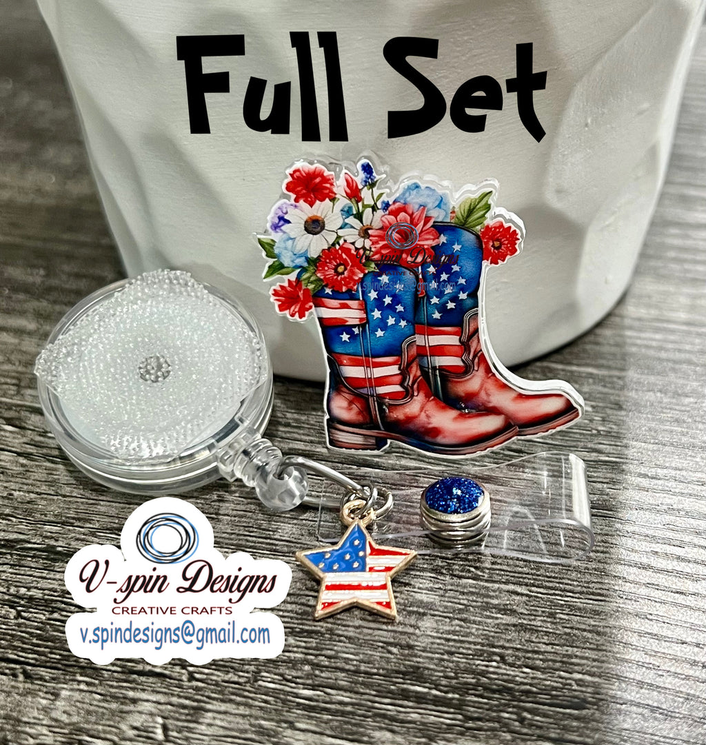 American Cowgirl Boots Badge Reel: Floral Western ID Holder