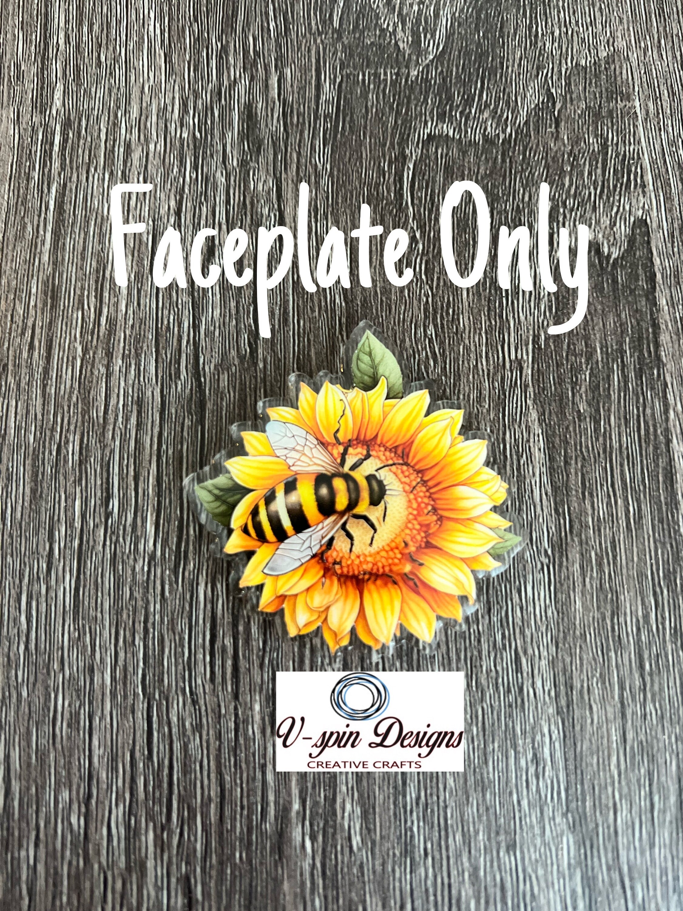 Sunflower & Bee Badge Reel: Retractable Acrylic ID Holder