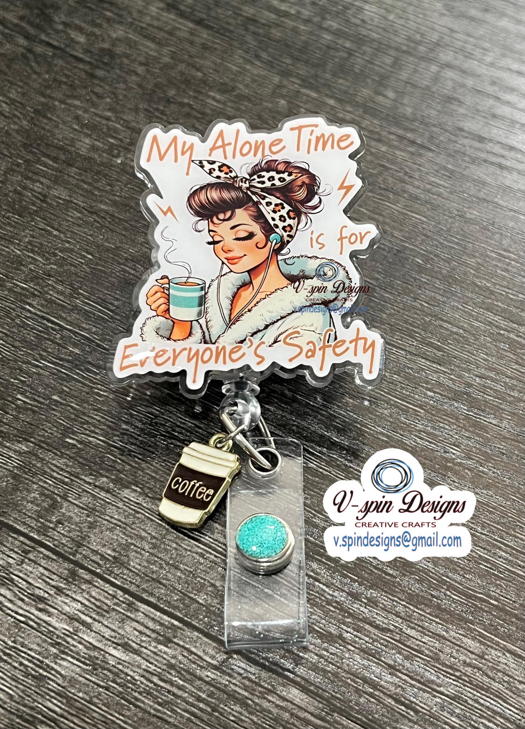 Funny 'My Alone Time' Badge Reel: Sarcastic badge reels/nurse badge reels/funny badge reels