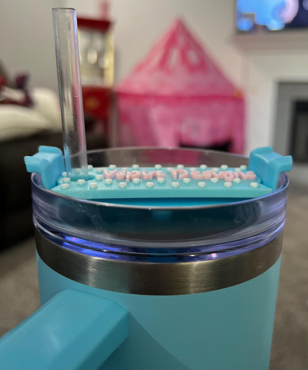 Custom Name Plate 40oz Tumbler Topper | Personalized 3D Printed Cup Lid Accessory