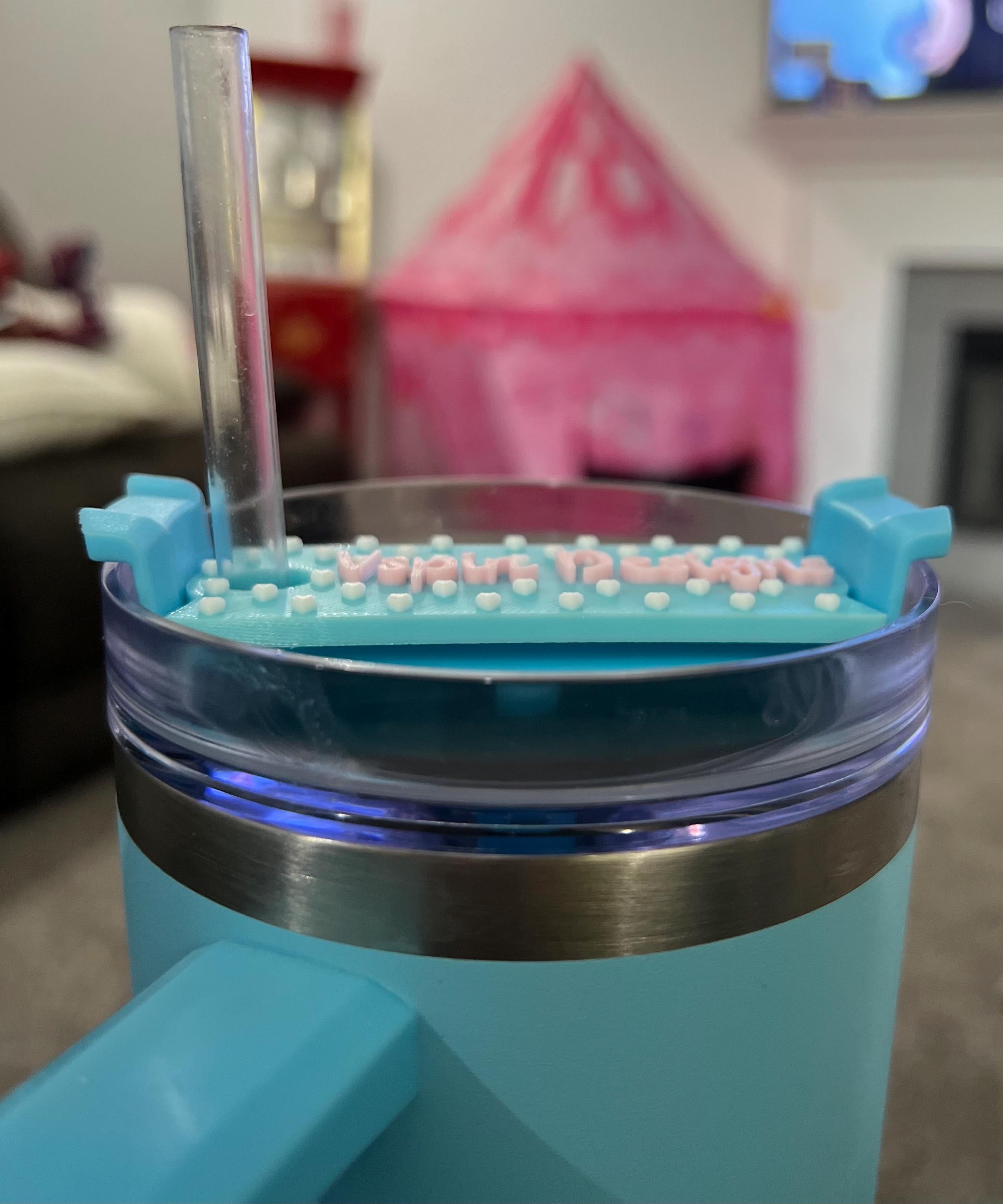 Custom Name Plate 40oz Tumbler Topper | Personalized 3D Printed Cup Lid Accessory