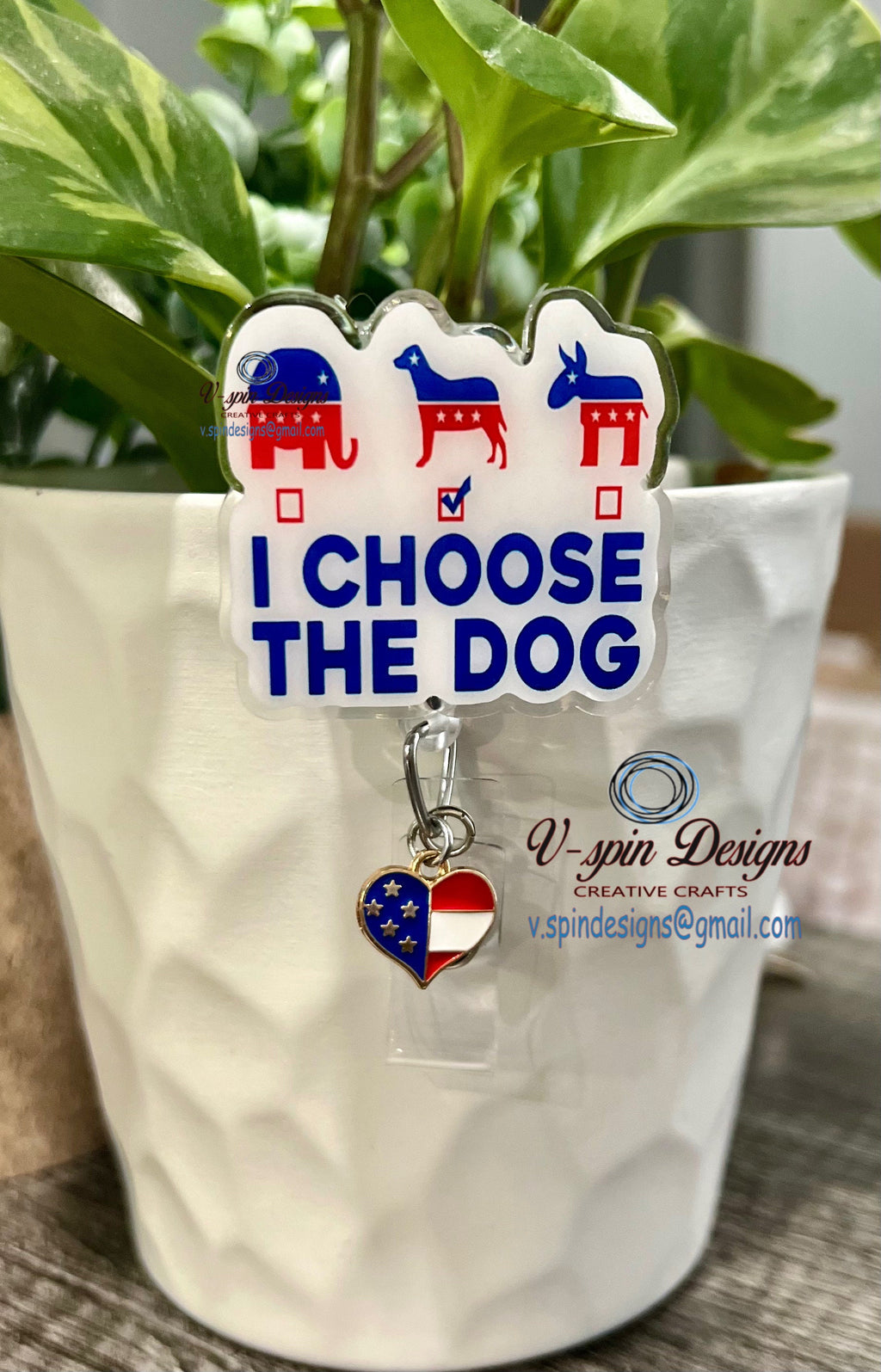 "I Choose The Dog" Badge Reel | Funny Political Retractable ID Holder