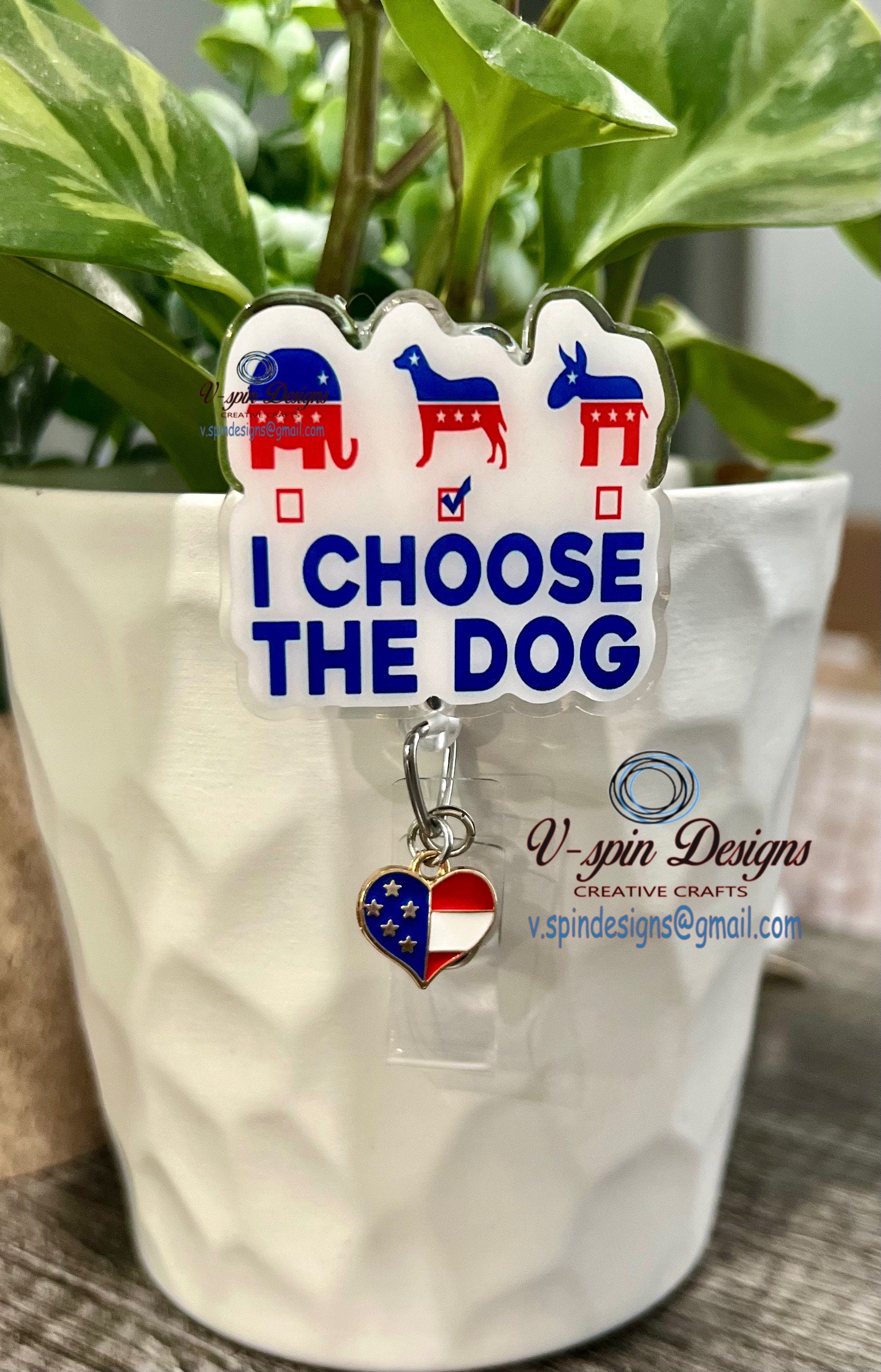 "I Choose The Dog" Badge Reel | Funny Political Retractable ID Holder