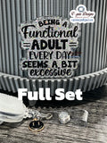 "Being a Functional Adult Everyday Seems Excessive" Badge Reel | Funny Glitter ID Holder