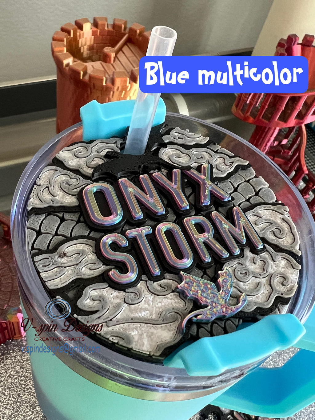 Dragon & Book Lover 40oz Cup Topper | Onyx Storm Stanley Accessory