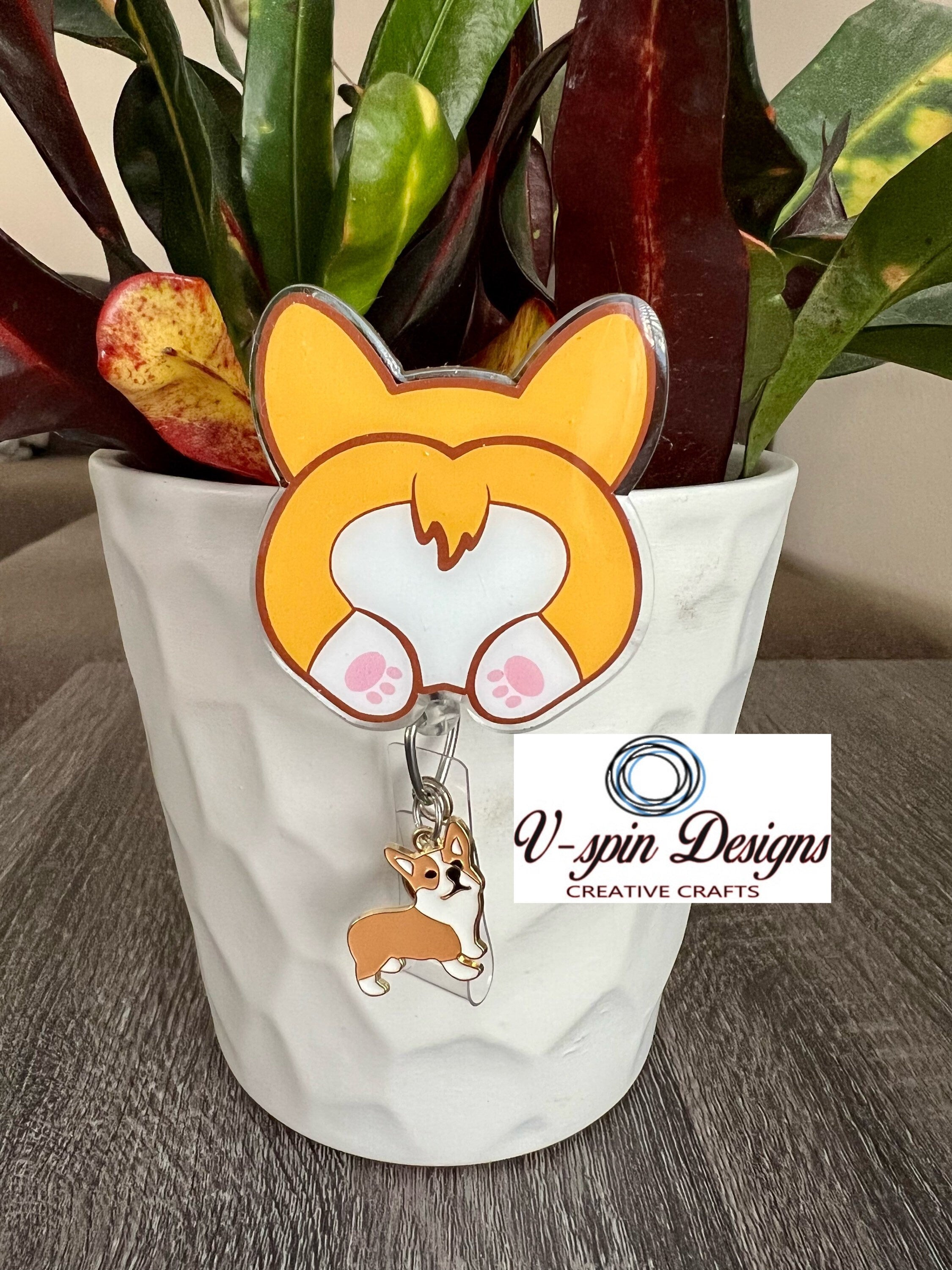 Corgi dog retractable badge reel/ID Holder/card holder/dog badge reels