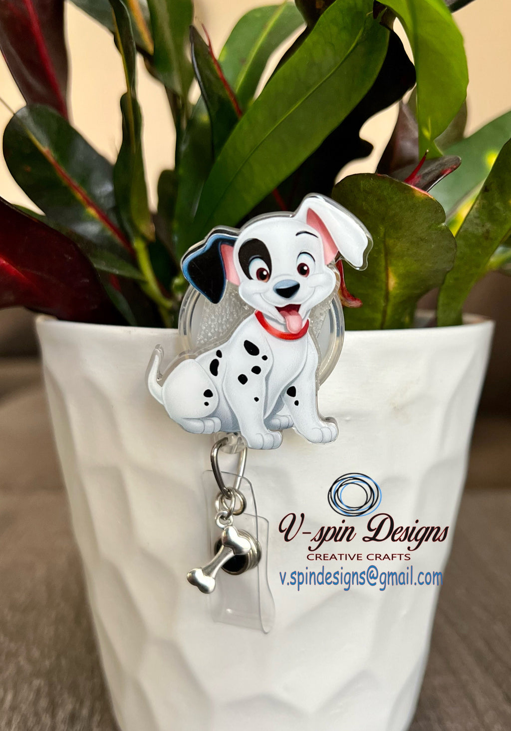 acrylic-Dalmation Dog badge reel/ID Holder/nurses/teachers/students/cartoon