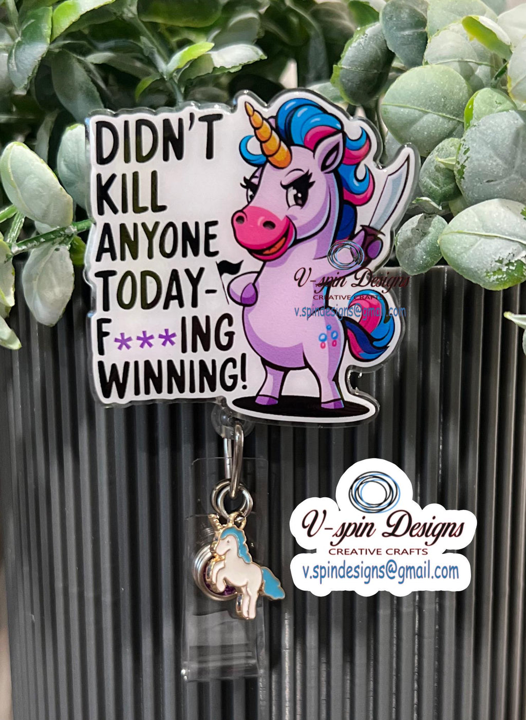 Funny Unicorn Badge Reel: Retractable ID Holder for Nurses & Teachers