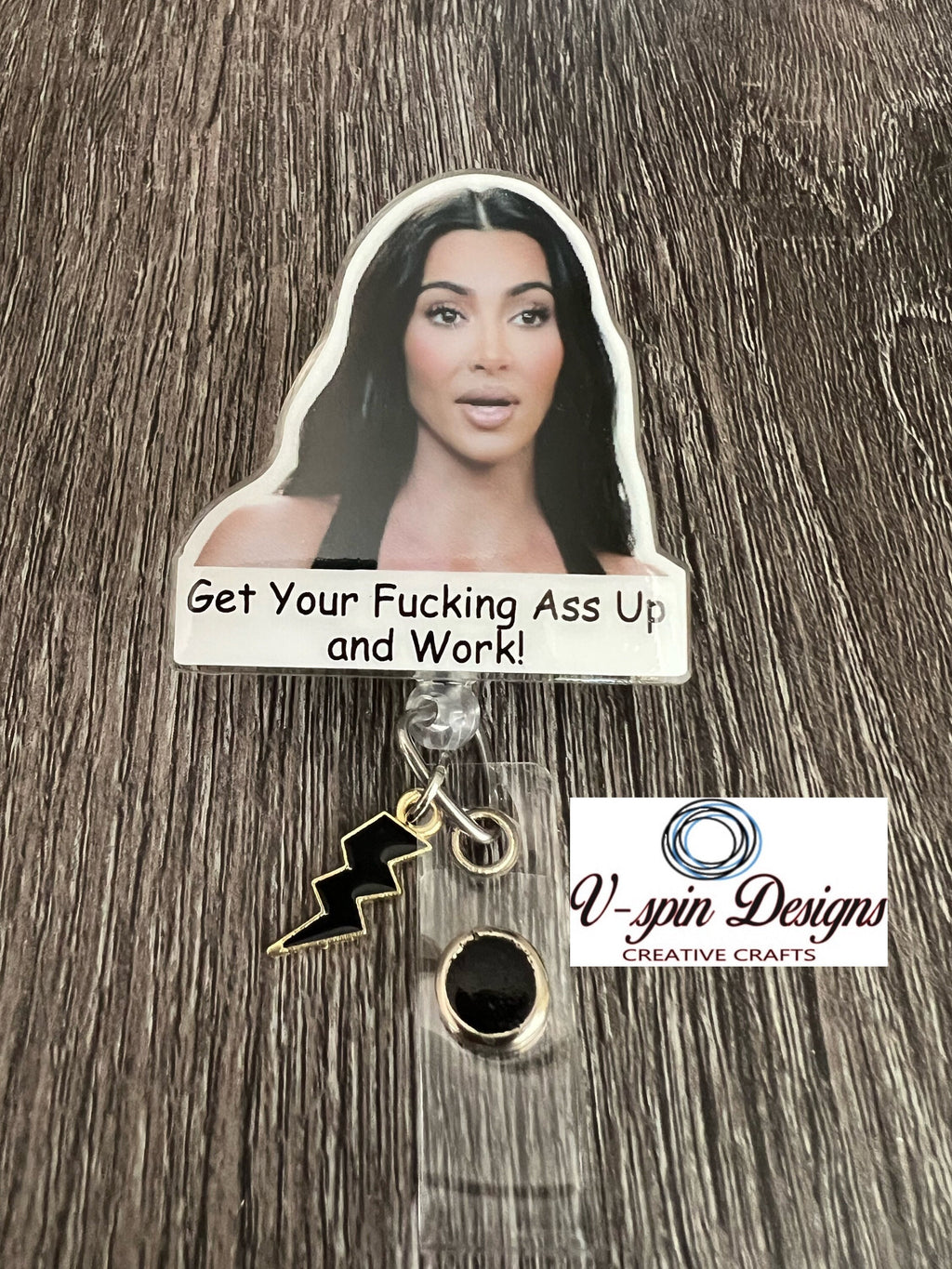 Funny “Get off your — and work” Badge reel/ID Holder card holder/nurse/teachers/fun/silly/memes