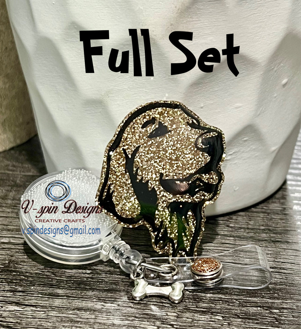 Golden Retriever Badge Reel | Retractable Acrylic ID Holder for Dog Lovers