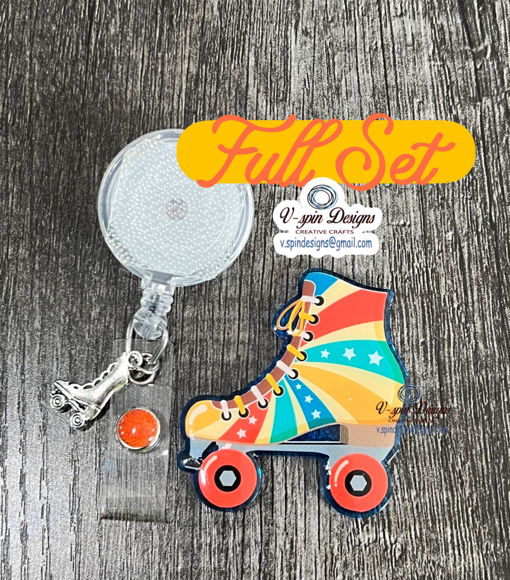 Retro Roller Skates badge reel/ID Holder/nurses/teachers/retro badge reels