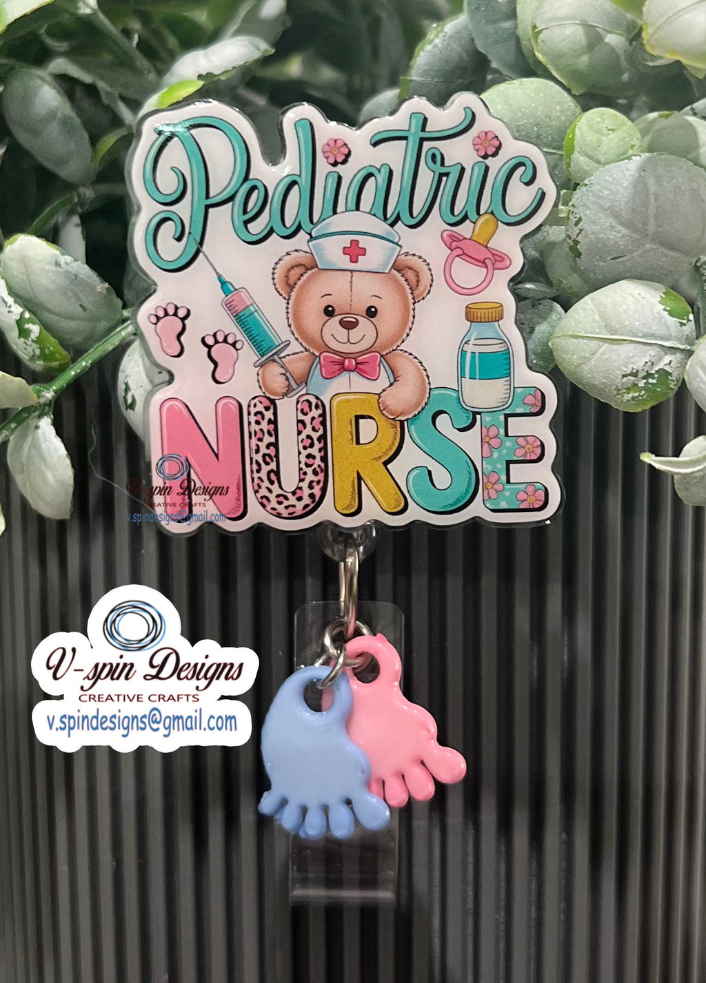 Pediatric Nurse Badge Reel | Retractable Acrylic ID Holder