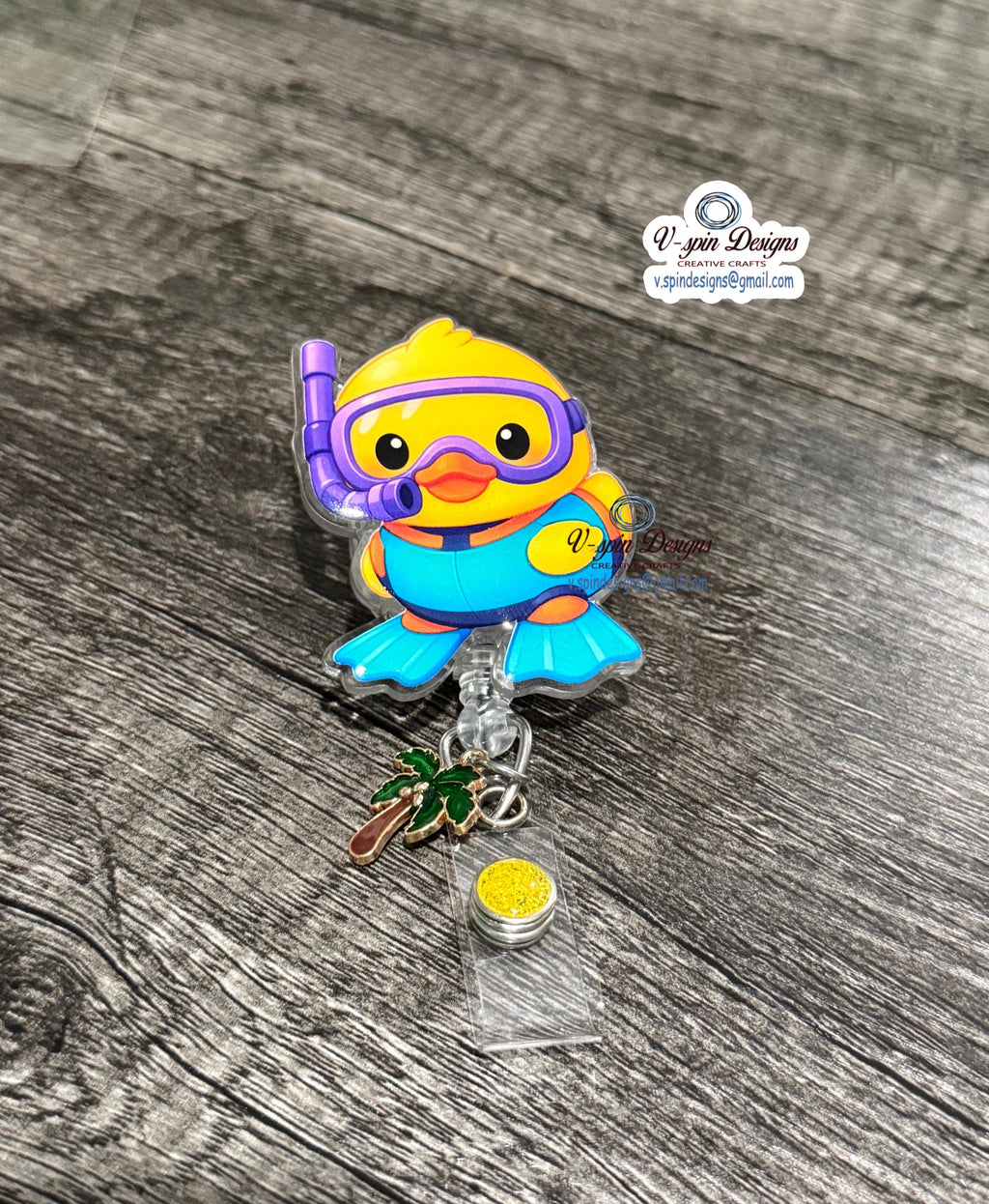 Snorkeling Duck Badge Reel | Funny Summer Retractable Acrylic ID Holder