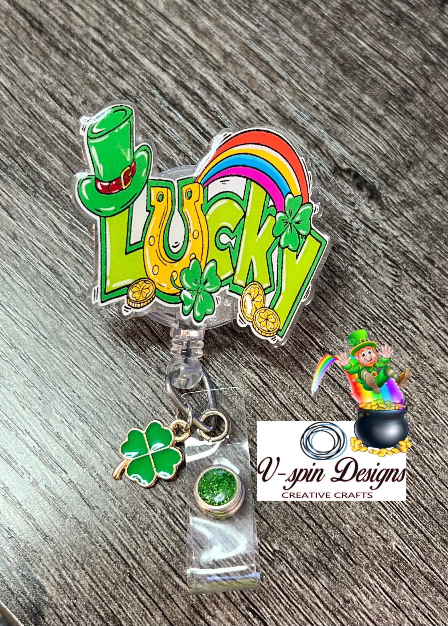 "Lucky" St. Patrick's Day Badge Reel | Retractable Acrylic ID Holder