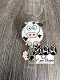 Cute Farm Cow Badge Reel | Retractable Acrylic ID Holder
