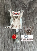 Funny Rockin' Racoon Badge reel/ID Holder card holder/nurse badge reels/teachers/funny badge reels/racoon badge reels/gift for nurses
