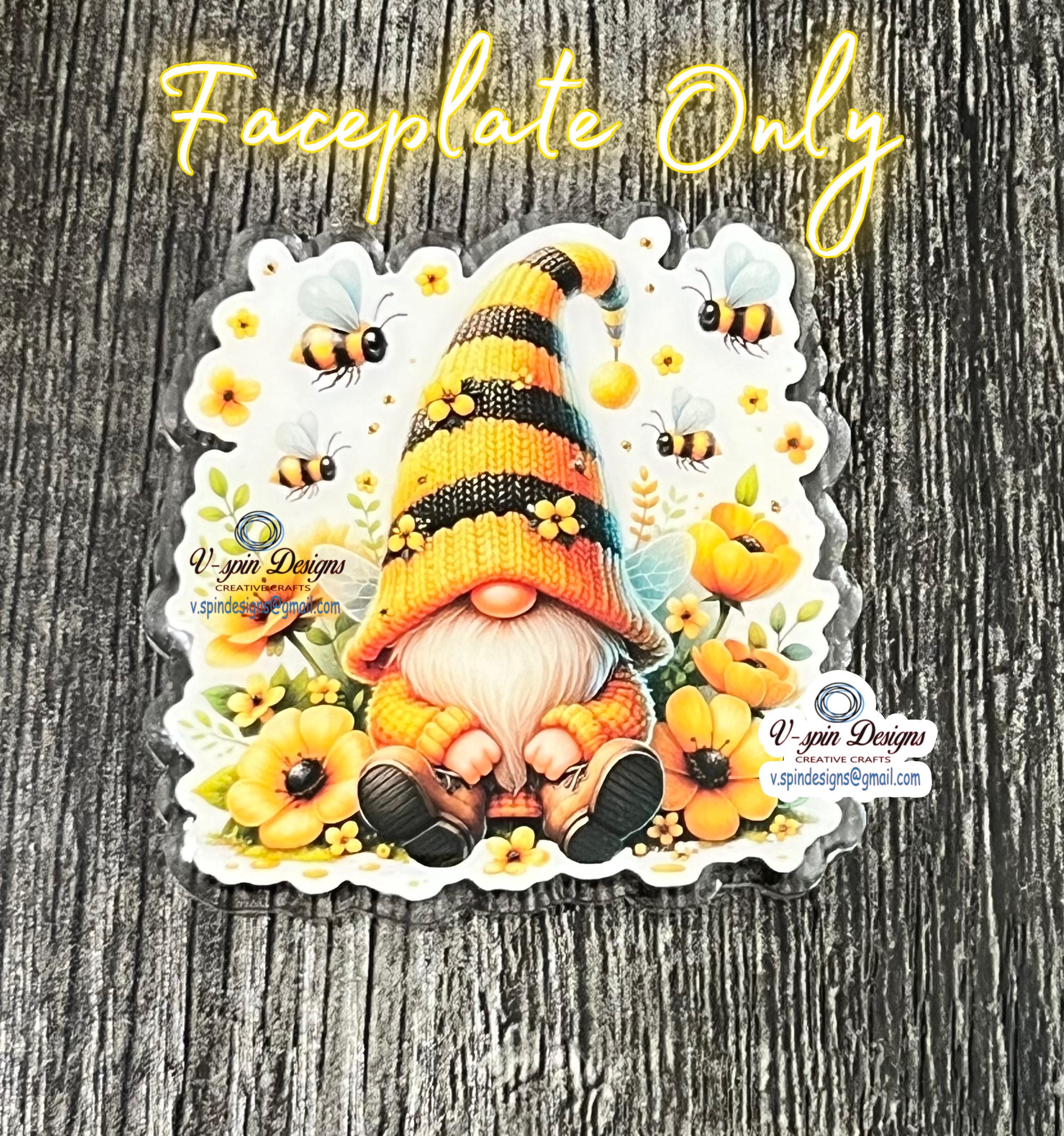 Gnome Honey Bee & Sunflower Badge Reel | Retractable Acrylic ID Holder