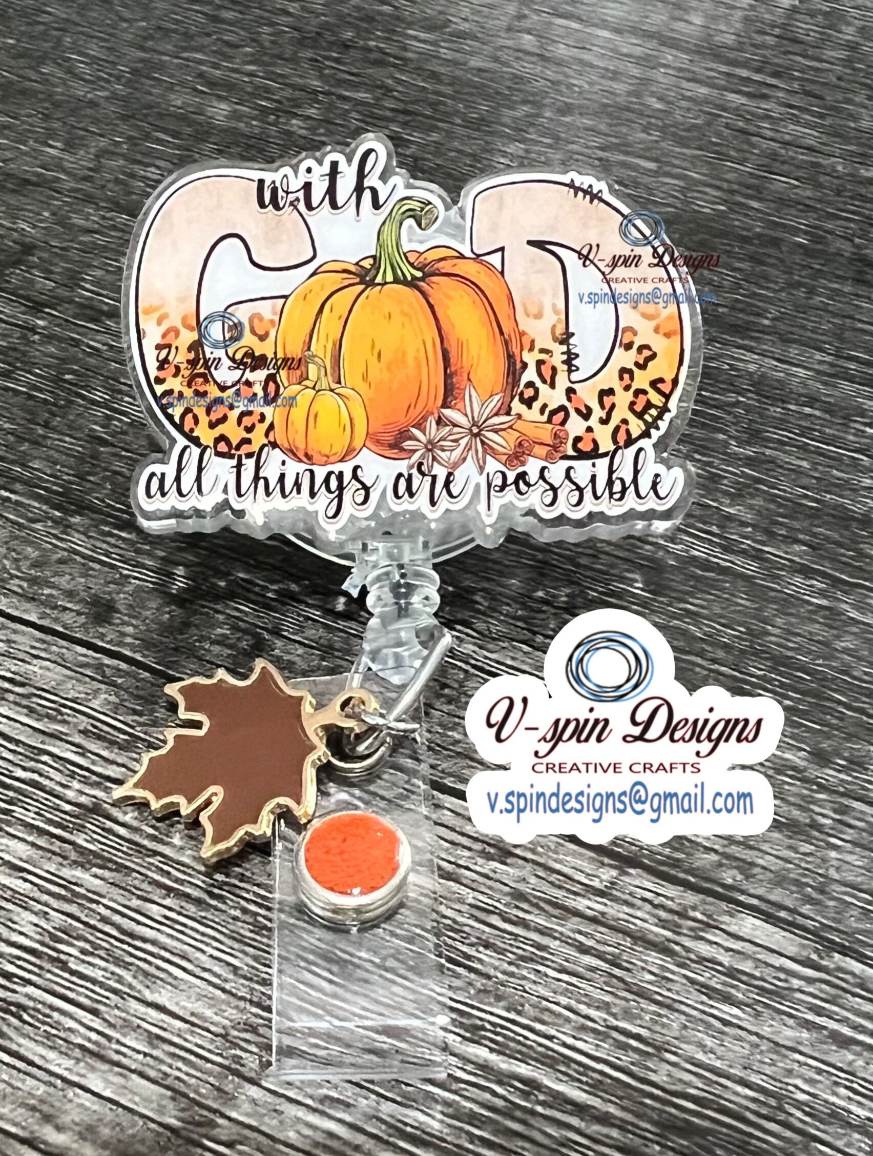 "With God All Things Are Possible" Fall Badge Reel | Inspirational Retractable ID Holder