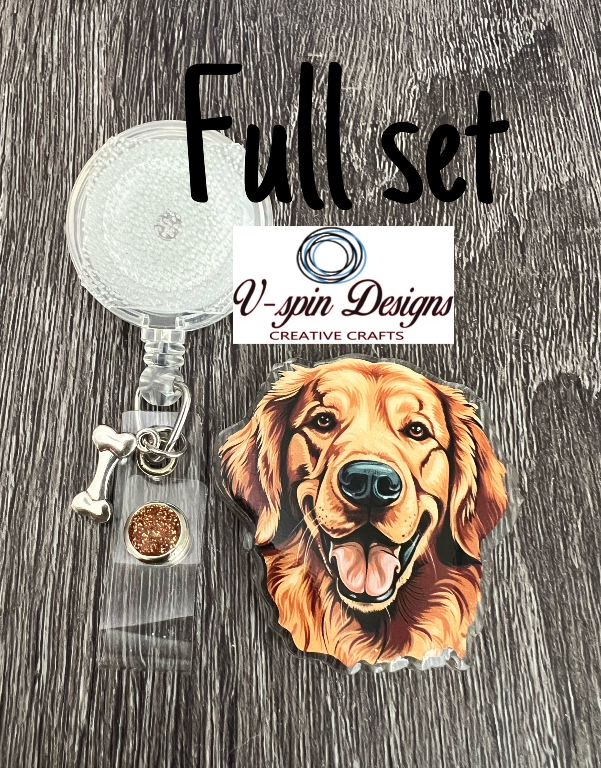 Golden Retriever dog badge reel/ID Holder/card holder/dog badge reels