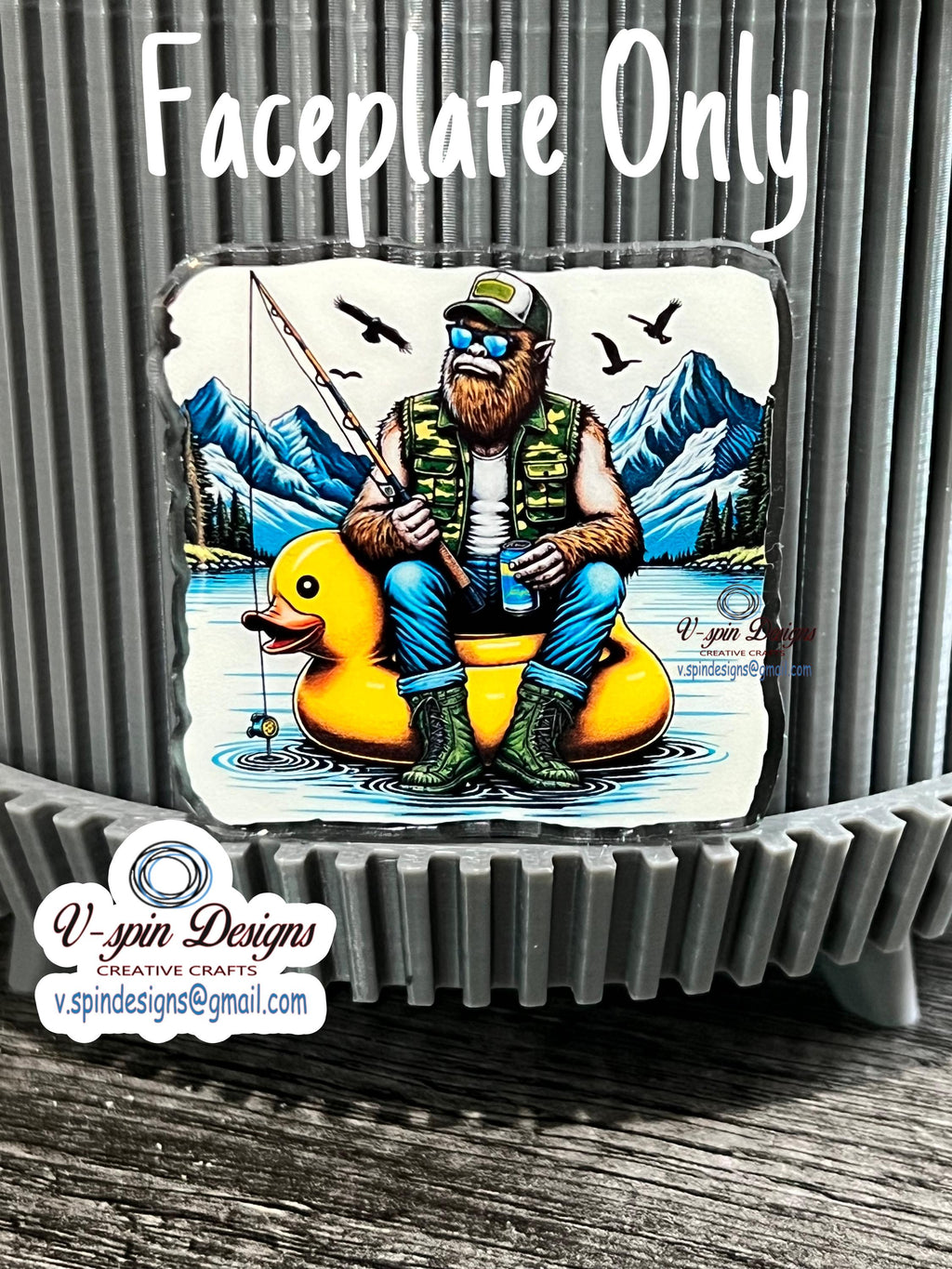 Funny Bigfoot Fishing Retractable Badge Reel: Sasquatch on Duck
