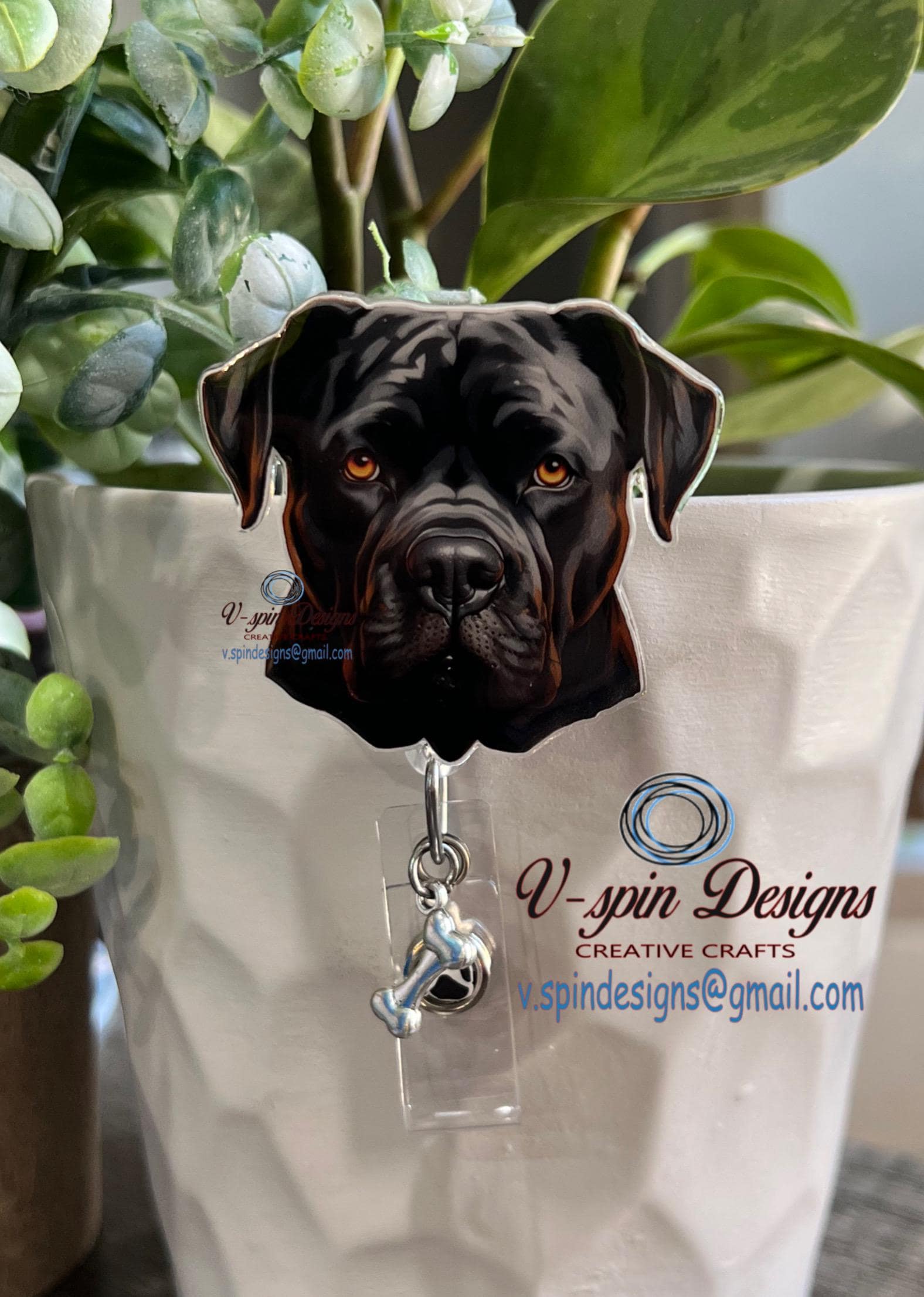 Cane Corso Black dog badge reel/ID Holder/card holder/dog badge reels/nurse badge reels