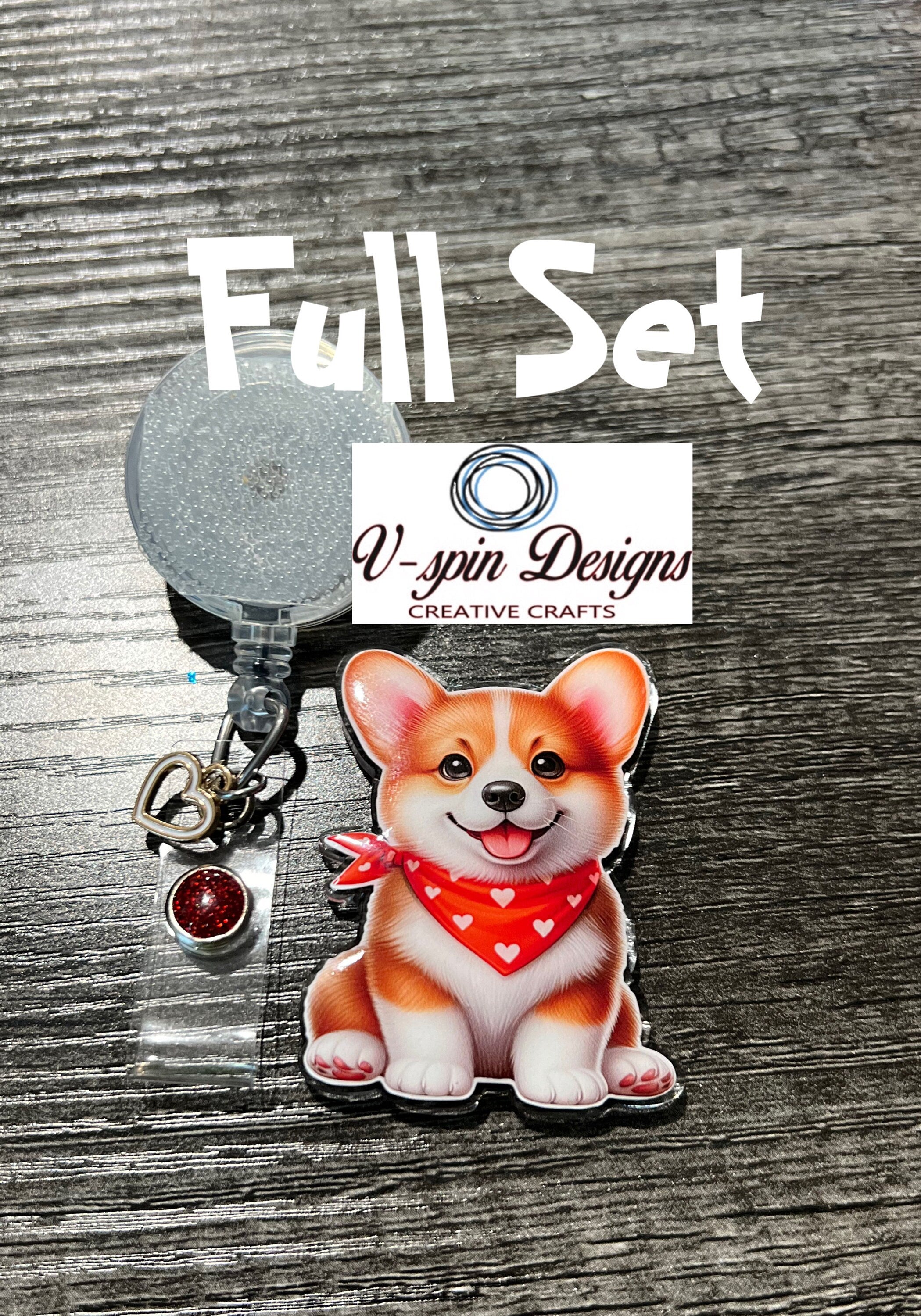 Valentine Corgi Badge Reel | Retractable Acrylic ID Holder