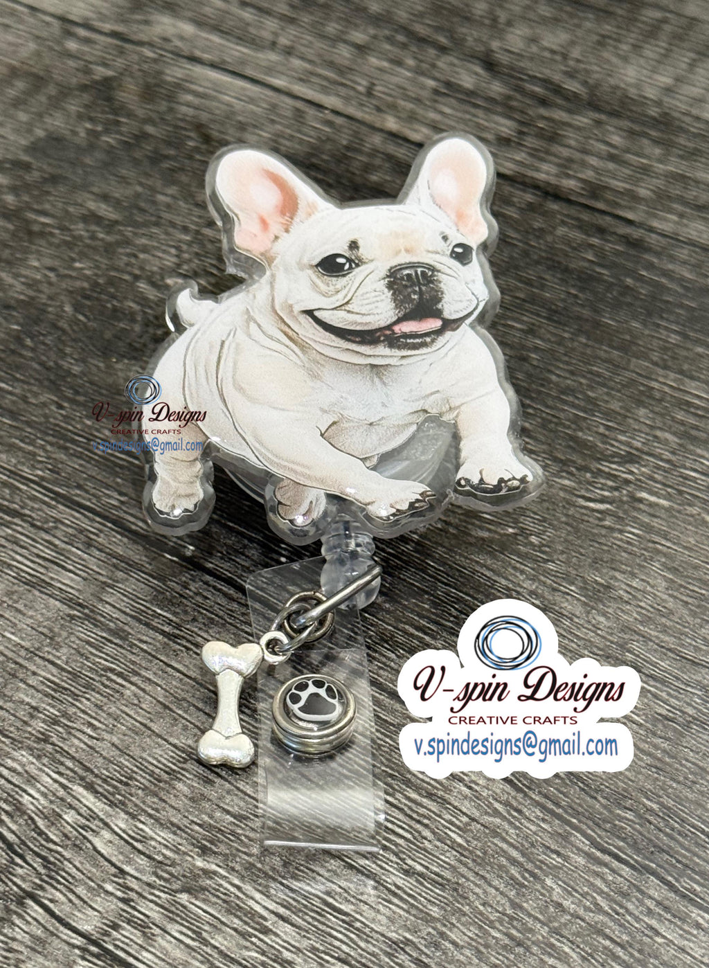 French Bulldog Badge Reel | Retractable Acrylic ID Holder for Frenchie Lovers