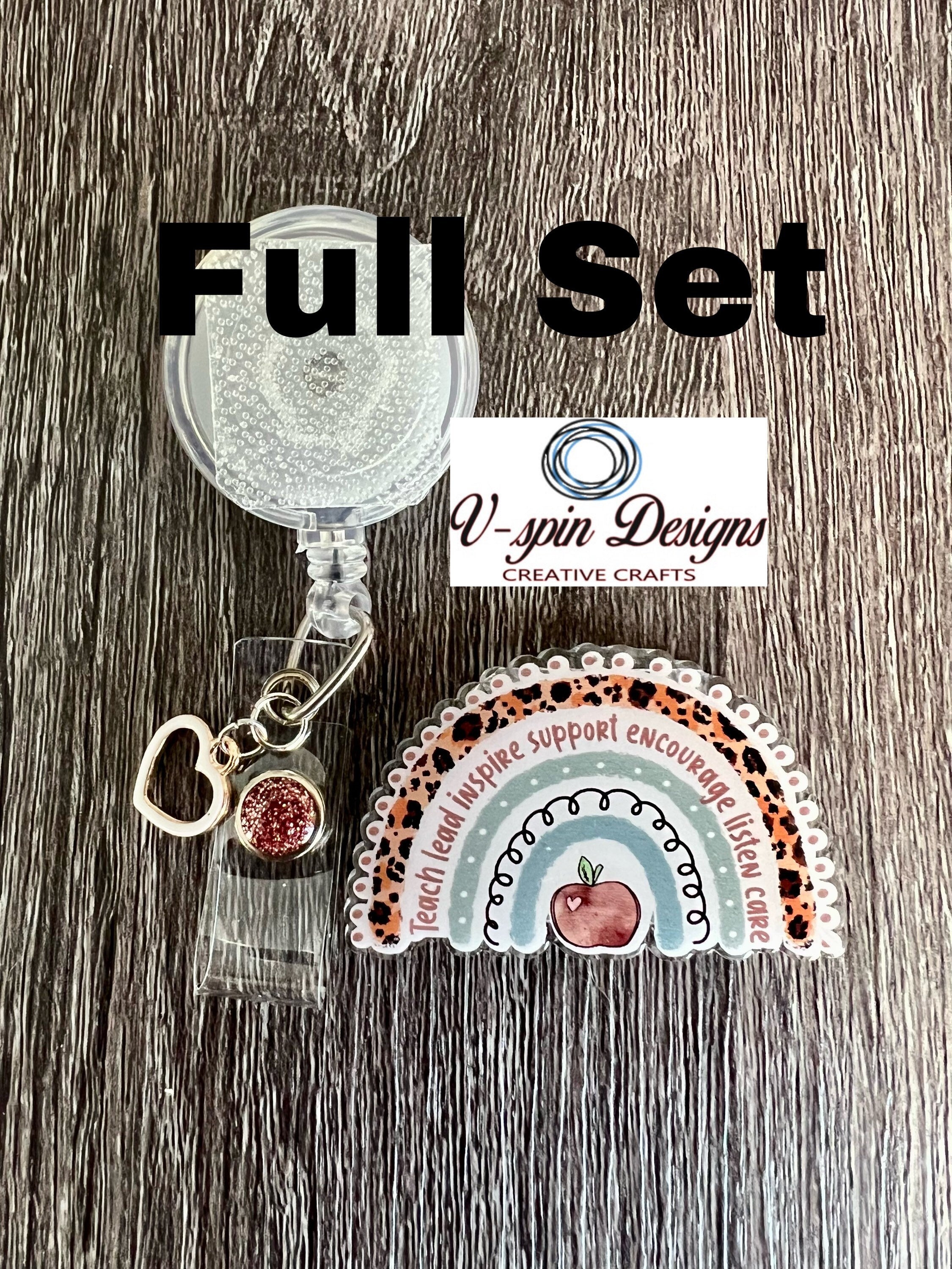 "Teach, Lead, Inspire" Badge Reel | Retractable Acrylic ID Holder for Teachers