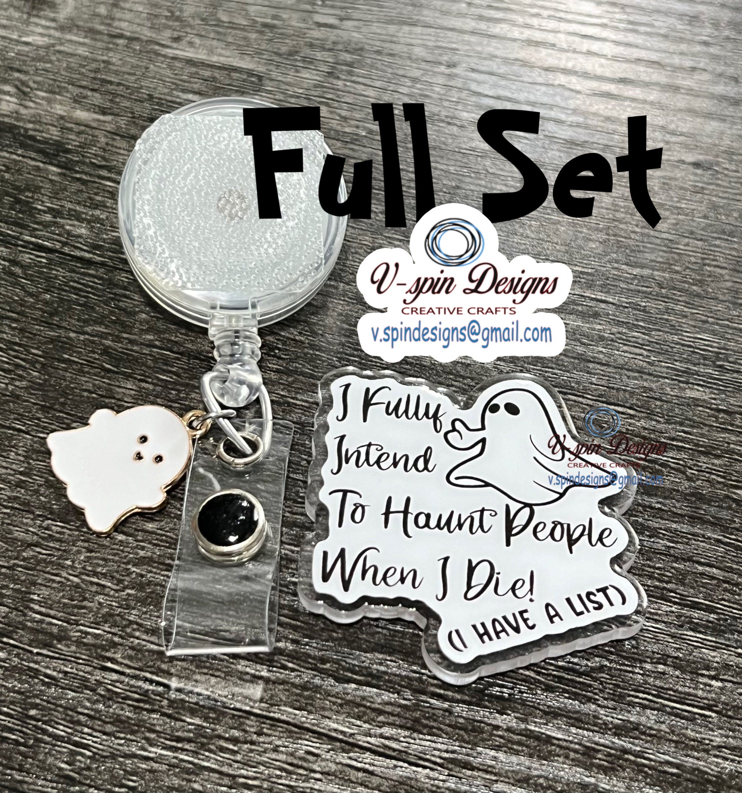 "I Fully Intend to Haunt People" Ghost Badge Reel | Funny Retractable Acrylic ID Holder