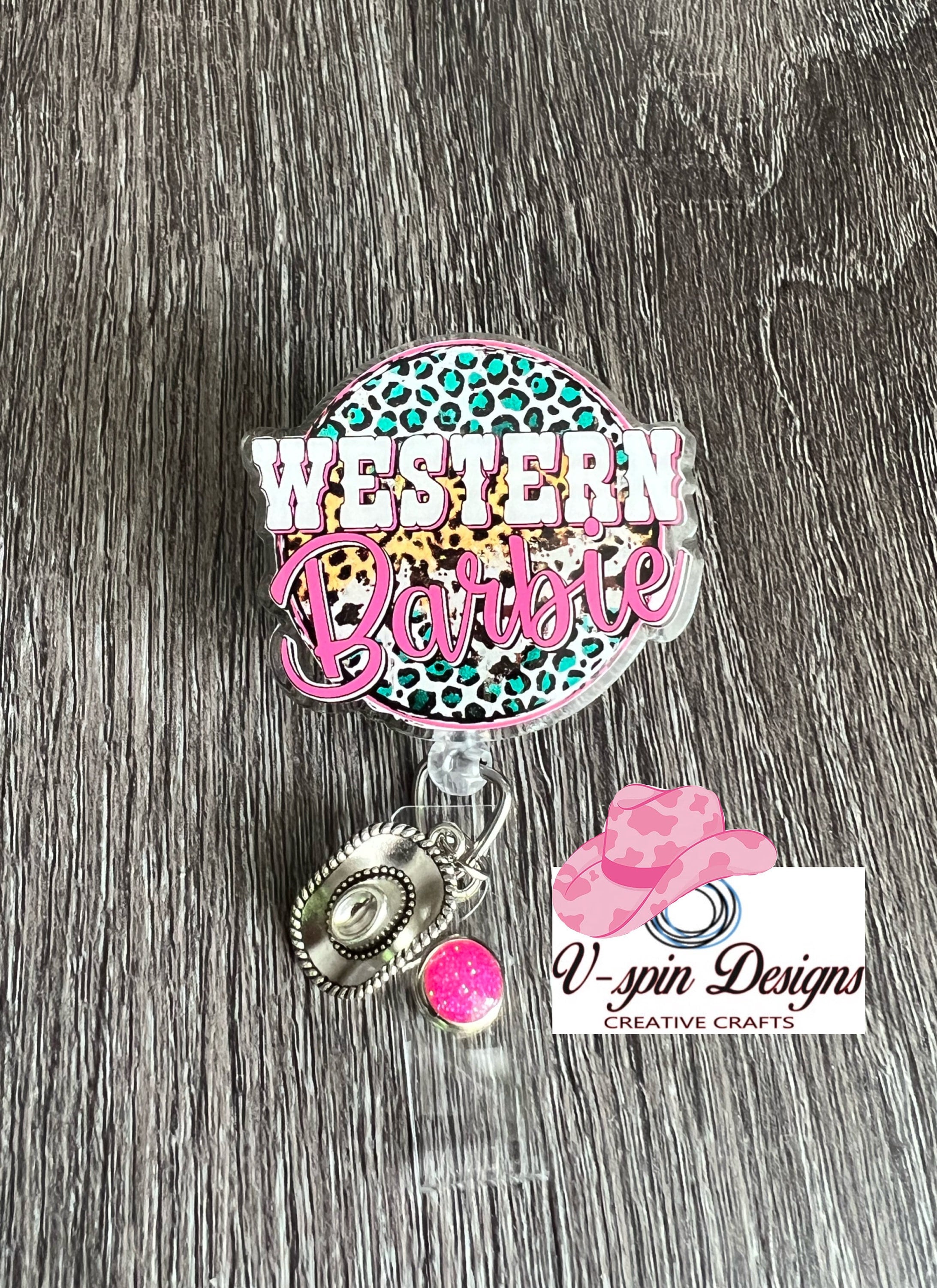 Western Cowgirl Badge Reel | Retractable Acrylic ID Holder