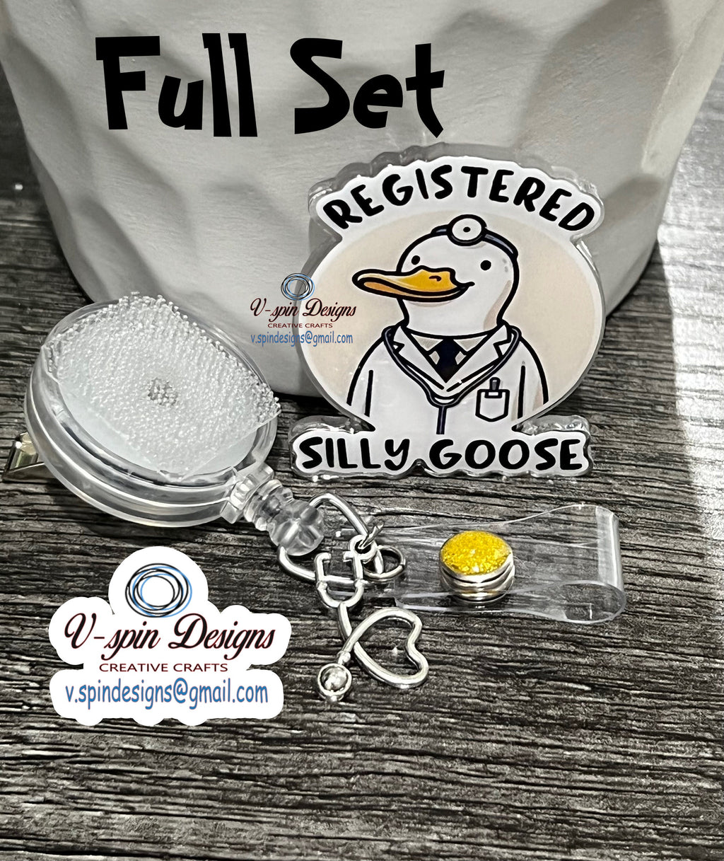 Registered Silly Goose Badge Reel: Funny Acrylic ID Holder
