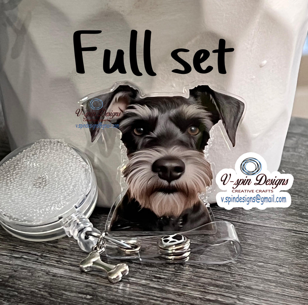 Schnauzer Badge Reel | Retractable Acrylic ID Holder for Dog Lovers
