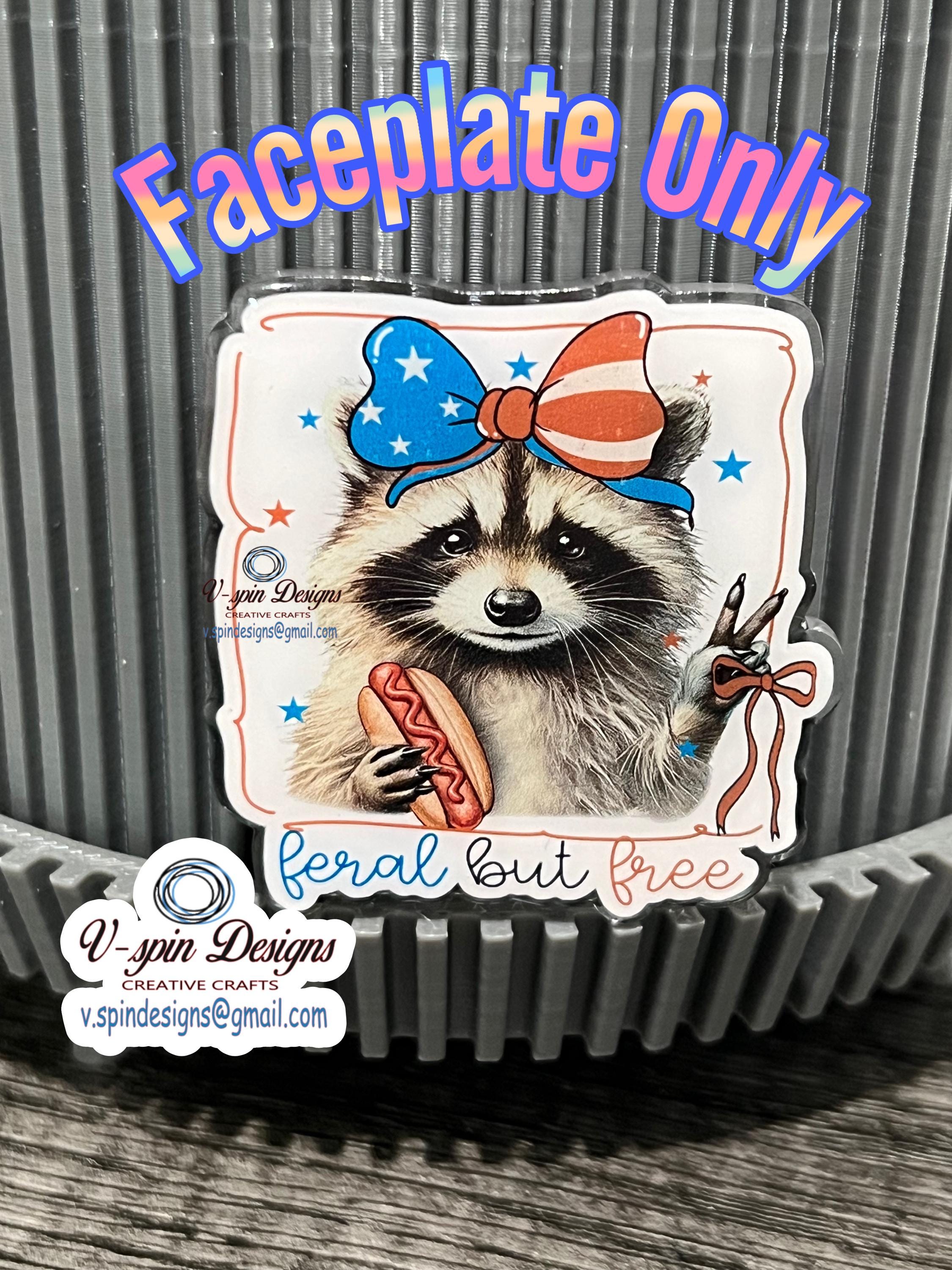 "Feral and Free" Patriotic Raccoon Badge Reel | 4th of July Retractable ID Holder