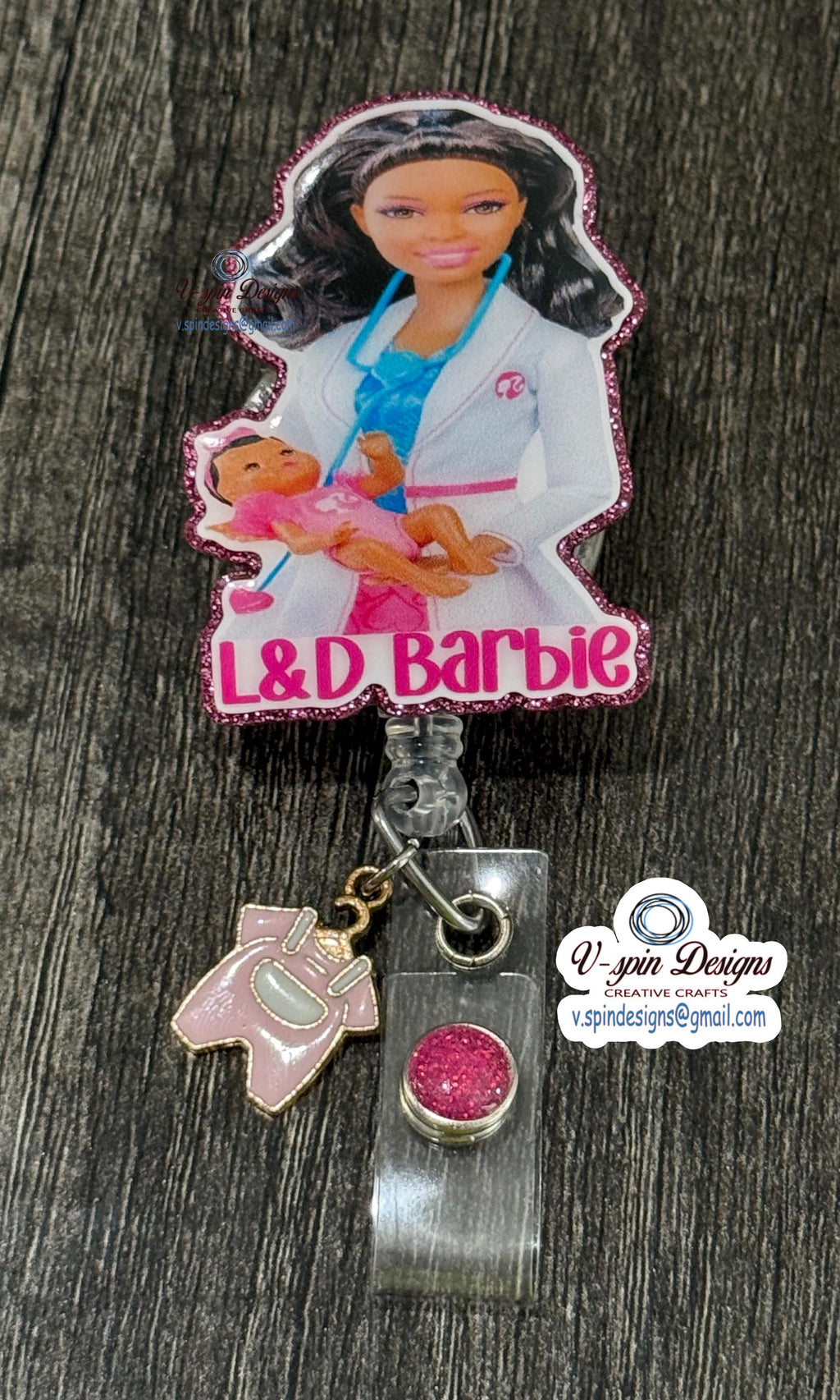 Labor & Delivery Nurse with Baby Badge Reel | Retractable Acrylic ID Holder